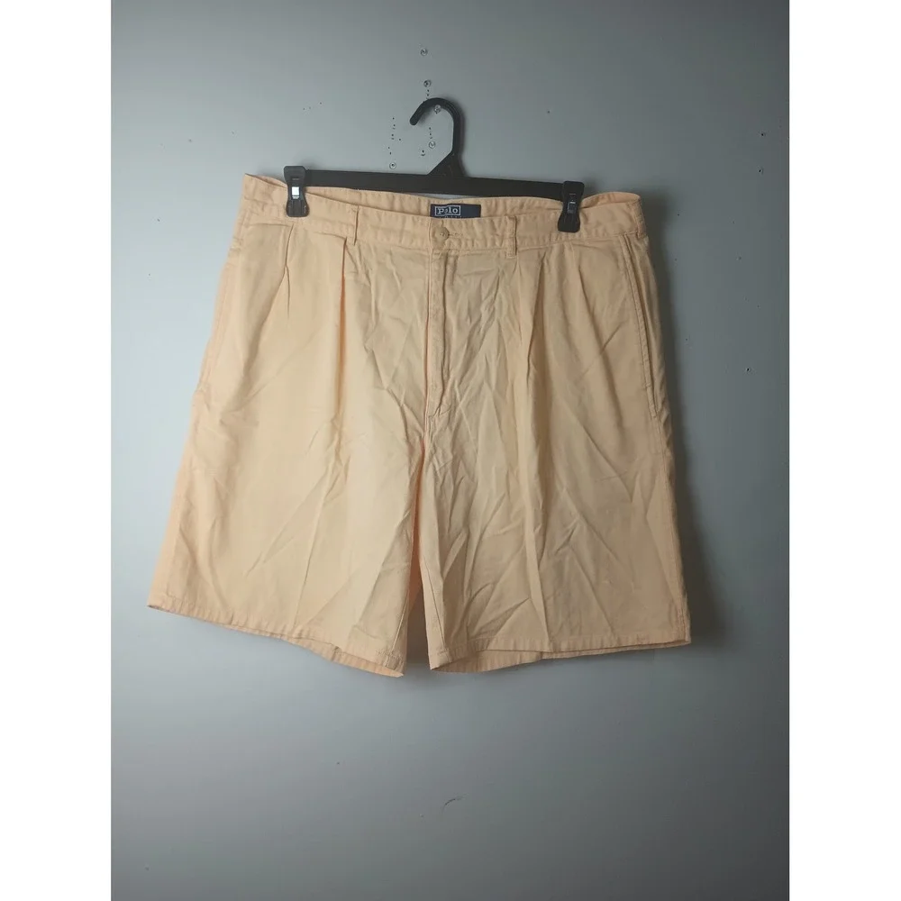 Polo‎ Ralph Lauren Andrew Short Mens 38 Peach Orange Pleated Cotton Chino Shorts